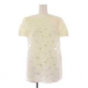 カットソー 半袖 クルーネック レース 38 白 ホワイト /BB