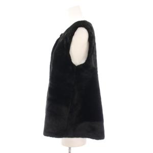 M'S GRACY ベスト 前開き クルーネック フェイクファー ビジュー 装飾 38 黒 ブラック /BB