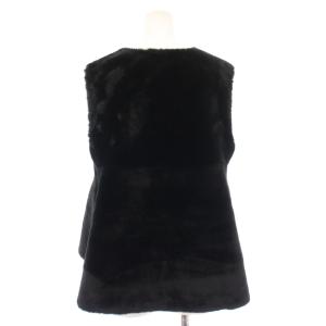 M'S GRACY ベスト 前開き クルーネック フェイクファー ビジュー 装飾 38 黒 ブラック /BB