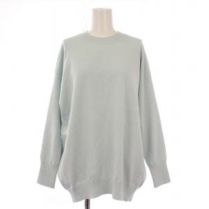 SNOW SASHA ニット セーター 長袖 クルーネック ストレッチ バックボタン 38 水色 ライトブルー