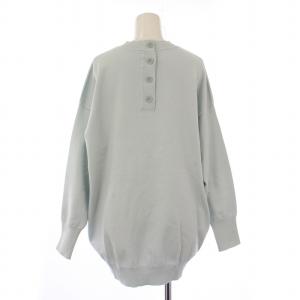 theory luxe SNOW SASHA ニット セーター 長袖 クルーネック ストレッチ バックボタン 38 水色 ライトブルー