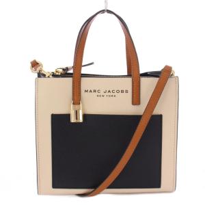 グラインドミニトート 2WAY ハンドバッグ ショルダーバッグ レザー ロゴ アイボリー 黒 ブラック