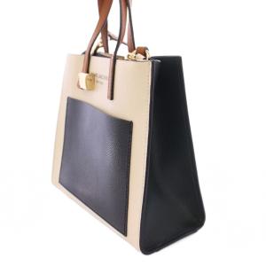 MARC JACOBS グラインドミニトート 2WAY ハンドバッグ ショルダーバッグ レザー ロゴ アイボリー 黒 ブラック