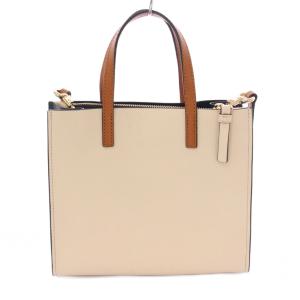 MARC JACOBS グラインドミニトート 2WAY ハンドバッグ ショルダーバッグ レザー ロゴ アイボリー 黒 ブラック
