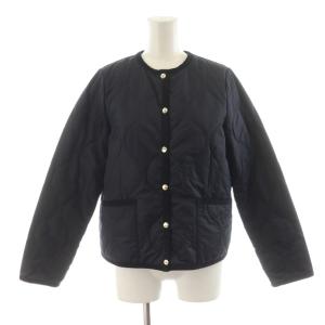 キルティングショート 中綿ジャケット ノーカラー アウター 36 紺 ネイビー H5E91-440-29