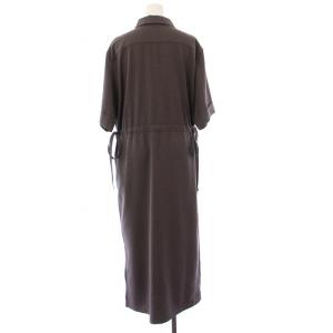 theory luxe 22SS RISE AVES シャツワンピース 半袖 ロング スキッパー プルオーバー 38 グレー 03-2205522