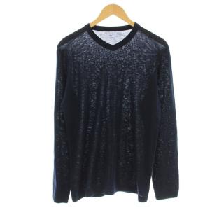 ニット Vネック セーター コットンニット 長袖 F ネイビー 紺 /G