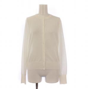 カーディガン サマーニット 長袖 クルーネック 薄手 シアー シースルー ストレッチ 麻 リネン混 38