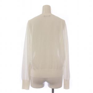 theory luxe カーディガン サマーニット 長袖 クルーネック 薄手 シアー シースルー ストレッチ 麻 リネン混 38