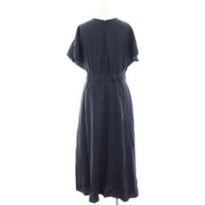 BRAHMIN ワンピース ロング マキシ カシュクール 半袖 麻 リネン混 38 紺 ネイビー B66312 /HN