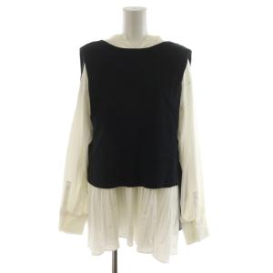 22SS 2点セット シャツ ブラウス 長袖 ニットベスト F 黒 ブラック 白 ホワイト 512212610601