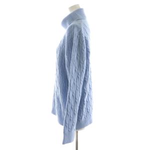 Aquascutum ケーブルニット セーター 長袖 タートルネック ウール カシミヤ混 8 水色 ライトブルー 5002460016-33