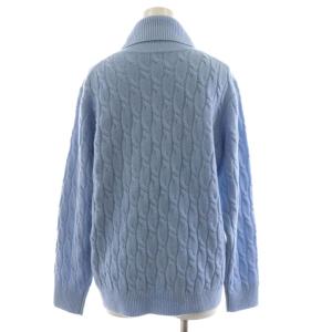 Aquascutum ケーブルニット セーター 長袖 タートルネック ウール カシミヤ混 8 水色 ライトブルー 5002460016-33