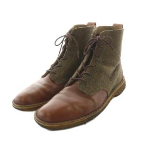 ブーツ レザー 切替 レースアップ 8 ブラウン /NQ