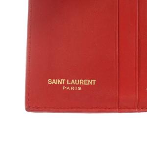 SAINT LAURENT PARIS Yライン 財布 二つ折り 小銭入れ レザー 赤 レッド /AN16 OH