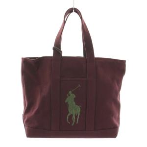 トートバッグ ハンドバッグ キャンバス ビッグポニー 刺繍 ミニポーチ付き ボルドー カーキ /YT