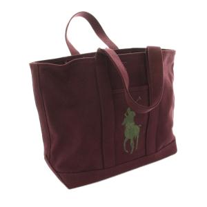 RALPH LAUREN トートバッグ ハンドバッグ キャンバス ビッグポニー 刺繍 ミニポーチ付き ボルドー カーキ /YT