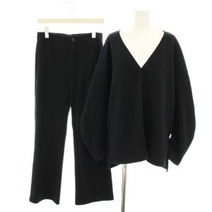 22SS セットアップ 上下 ブークレープルオーバー2 カットソー Vネック 長袖 イージーパンツ ジップフライ