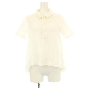 ミュベール MUVEIL ポロシャツ 半袖 プリーツ切替 シアー 10 白 ホワイト F5287 /OR