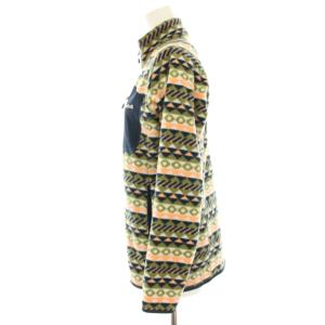 mont-bell クリマプラス100フリースジャケット ブルゾン ジップアップ 総柄 M 白 ホワイト オレンジ カーキ