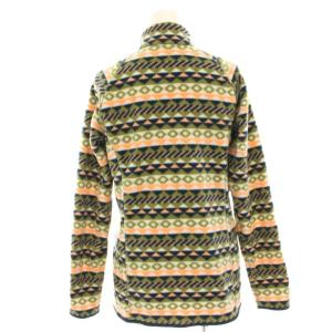 mont-bell クリマプラス100フリースジャケット ブルゾン ジップアップ 総柄 M 白 ホワイト オレンジ カーキ