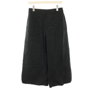 ワイドパンツ ガウチョパンツ 麻 リネン ハイウエスト 2 黒 ブラック 578-7144001 /HN