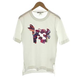 アディダス ヨウジヤマモト Tシャツ カットソー 半袖 プリント ロゴ XS 白 ホワイト BR3328