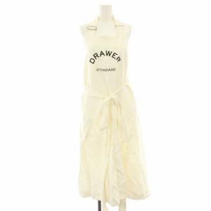 エプロン ロゴ刺繍 麻 リネン ロング 36 白 ホワイト 6526-299-0707 /HN