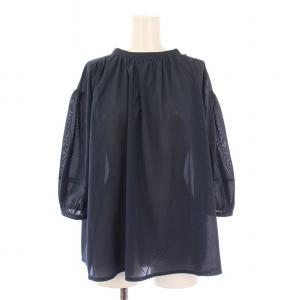 クリアトリコットジャージー ギャザーデザインカットソー シャツ ブラウス プルオーバー 七分袖 無地 38