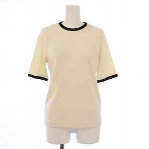 24SS リブバイカラーパイピングTシャツ 半袖 クルーネック ストレッチ F アイボリー 1517-699-2568