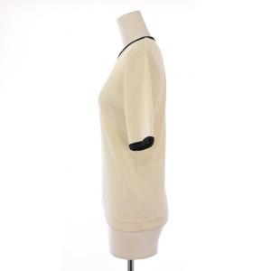 UNITED ARROWS 24SS リブバイカラーパイピングTシャツ 半袖 クルーネック ストレッチ F アイボリー 1517-699-2568