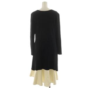 EPOCA ニットワンピース ロング丈 長袖 切替 40 黒 ブラック 白 ホワイト M8J09-849-09 /AN32