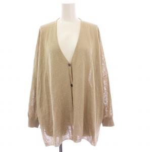25SS ギマコットンオーバーサイズカーディガン ニット 長袖 リネン混 ベージュ 25080200552020