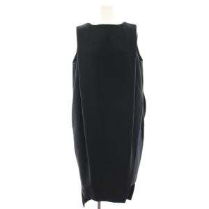 ダブルクロスアシンメトリーワンピース ロング ミモレ ノースリーブ 36 黒 ブラック 3009S333-1610
