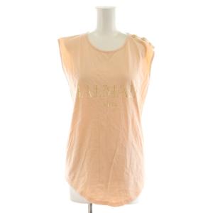 カットソー ノースリーブ ロゴ 金ボタン 34 ピンク /AN32