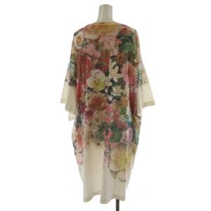 MM6 Maison Margiela ワンピース ロング丈 7分袖 花柄 S マルチカラー ピンク ベージュ 緑 グリーン S52CT0267