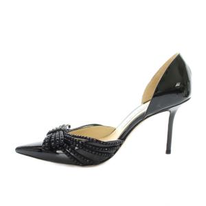 JIMMY CHOO KAITENCE 85 カイテンス パンプス ポインテッドトゥ ピンヒール パテントレザー リボン ラインストーン