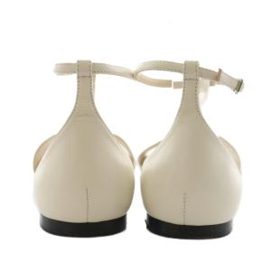 JIMMY CHOO サンダル ストラップ ローヒール パール装飾 38 アイボリー /AN10