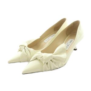 ELINOR45 リボンパテントパンプス ローヒール ポインテッドトゥ エナメル 38 アイボリー /NQ