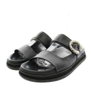 MARGA FLAT サンダル クリスタル 38 ブラック