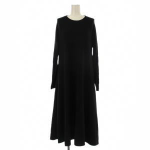 22AW ウォッシャブルフレアワンピース ロング 長袖 ウール混 黒 ブラック 22040912274030