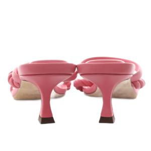 JIMMY CHOO DIOSA50 サンダル ヒール スクエアトゥ レザー 38 ピンク /AN11