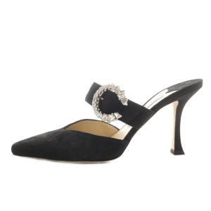 JIMMY CHOO MARTA90 ミュール ビジュー スエード 38 ブラック