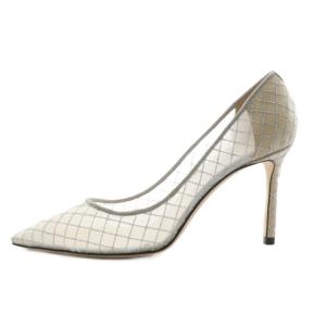 JIMMY CHOO ROMY85 パンプス メッシュ 38 シルバーカラー