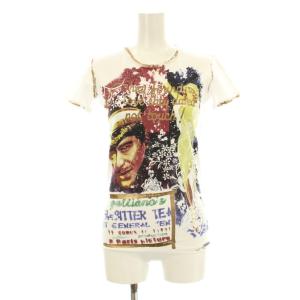 Tシャツ カットソー 半袖 クルーネック 総柄 プリント L 白 ホワイト SR77F92 /KU