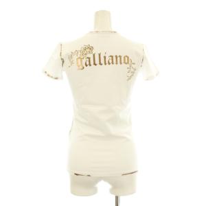 GALLIANO Tシャツ カットソー 半袖 クルーネック 総柄 プリント L 白 ホワイト SR77F92 /KU