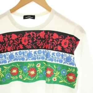 Tao AD2016 チロリアン風刺繍プリント七分丈Tシャツ カットソー 花柄 M 白 ホワイト TR-T044