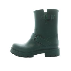 JIMMY CHOO YAEL FLAT 長靴 レインシューズ ラバー 38 ダークグリーン /NQ