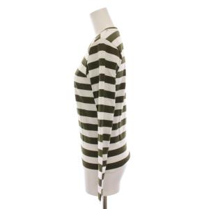 COMME des GARCONS Tシャツ カットソー ロンT ボーダー 長袖 S 白 カーキ OS-T004 /YM