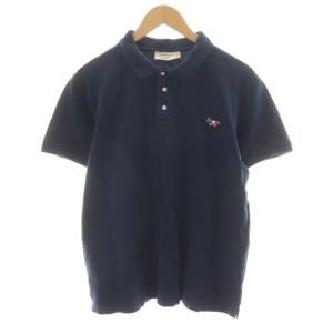 ポロシャツ 半袖 ワッペン L 紺 ネイビー /AN34